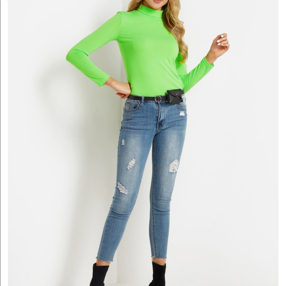 Lime Green Turtleneck Sweater 🐢